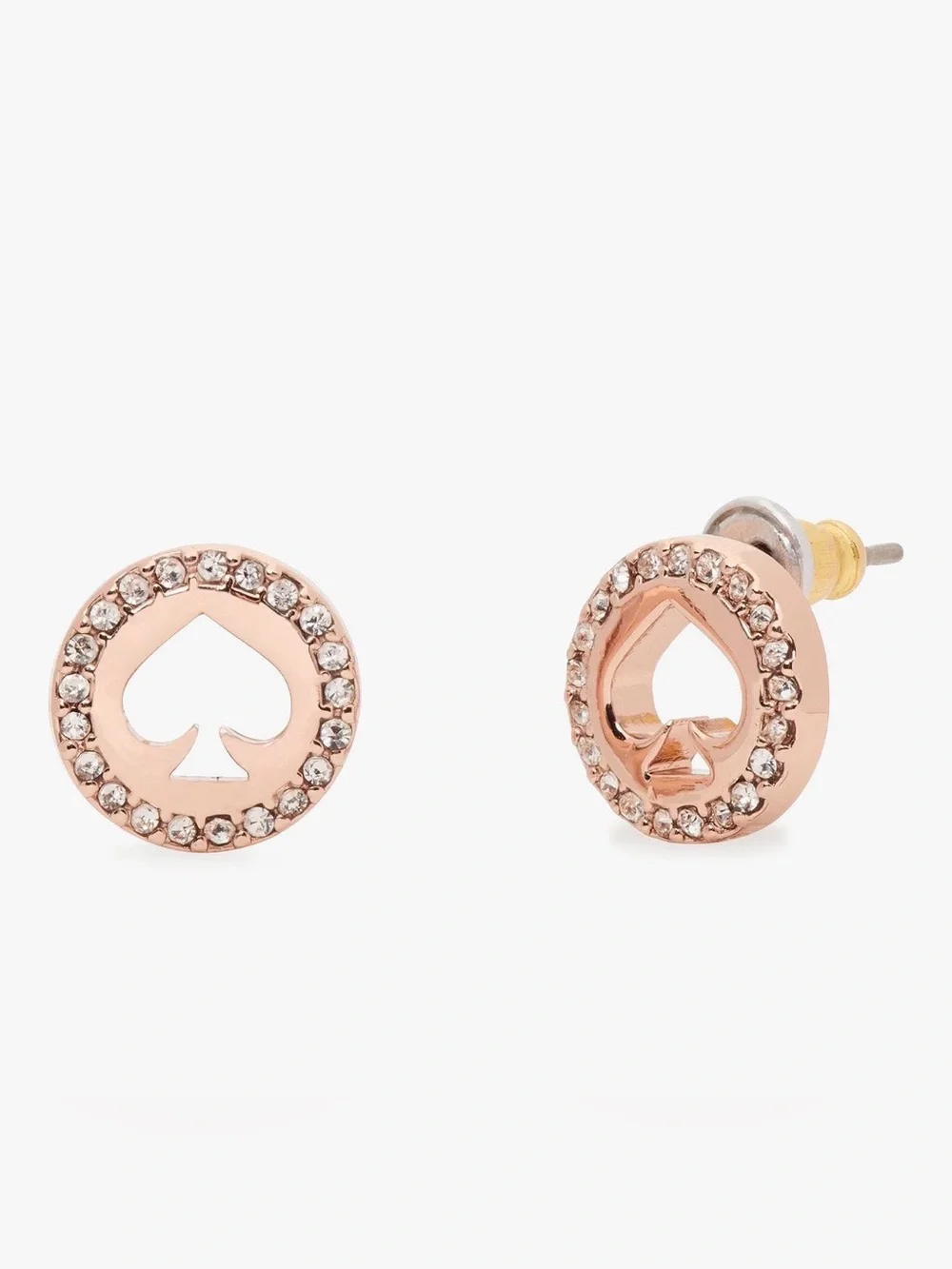 kate spade Rose Gold Spade Halo Crystal Stud Earrings